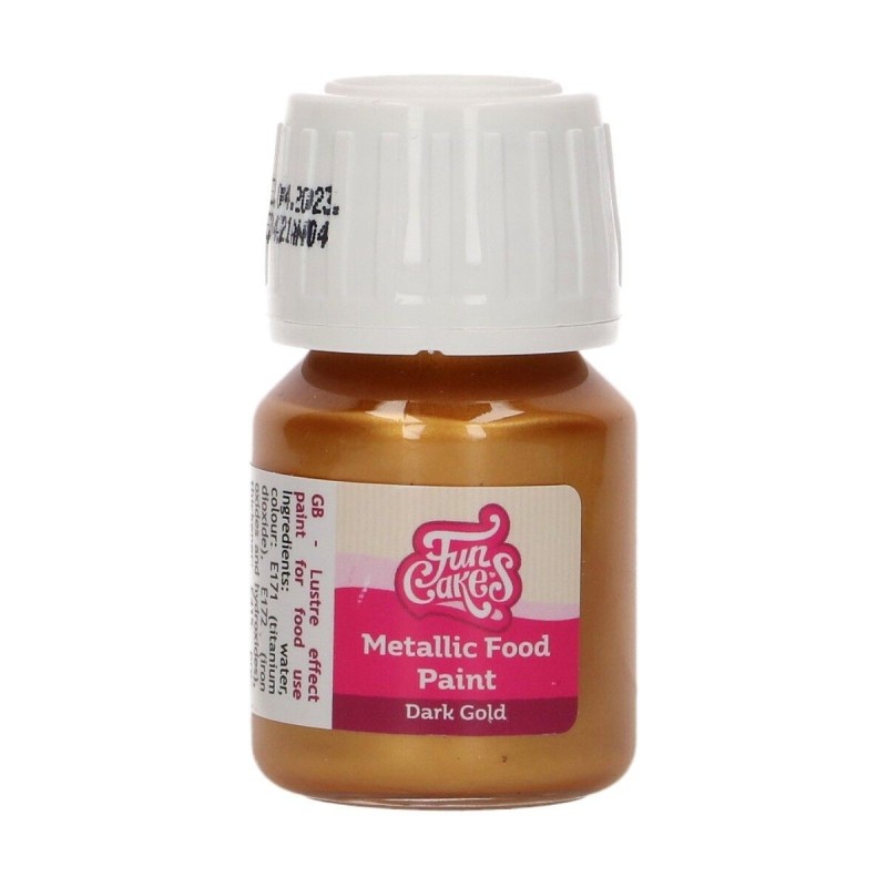 Pittura alimentare metalizzata oro scuro 30 ml FunCakes - Funcakes in vendita su Sugarmania.it