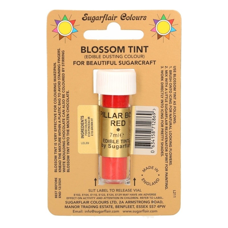 Sugarflair Blossom Tint Powdered Food Colour Dust PILAR BOX RED - Sugarflair in vendita su Sugarmania.it