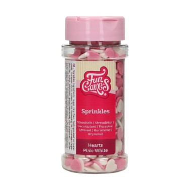 Sprinkles Heart Pink - White 60 g FunCakes - Funcakes in vendita su Sugarmania.it