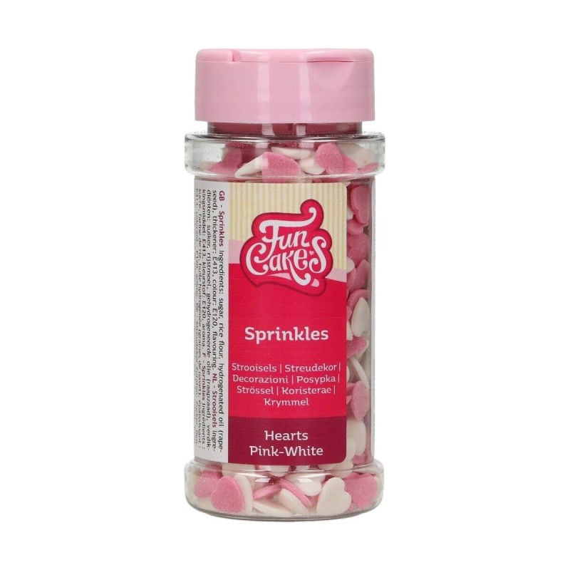 Sprinkles Heart Pink - White 60 g FunCakes - Funcakes in vendita su Sugarmania.it