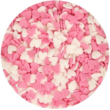 Sprinkles Heart Pink - White 60 g FunCakes - Funcakes in vendita su Sugarmania.it