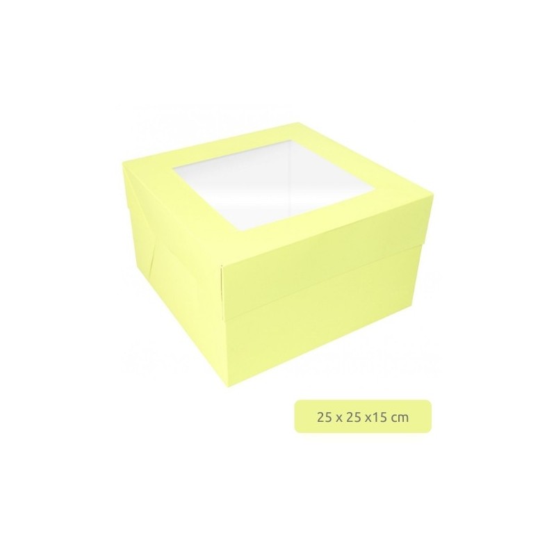 Scatola per torta gialla 25x25x15 cm - Sugarmania in vendita su Sugarmania.it