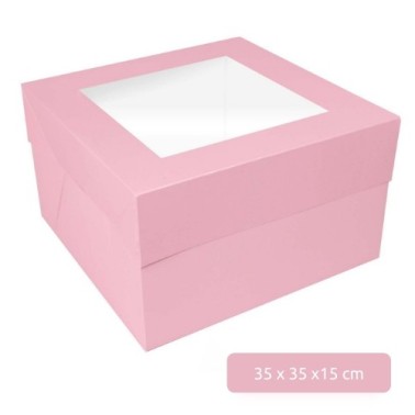 Scatola per torta rosa 35x35x15 cm - Sugarmania in vendita su Sugarmania.it
