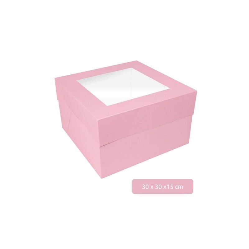 Scatola per torta rosa 30x30x15 cm - Sugarmania in vendita su Sugarmania.it