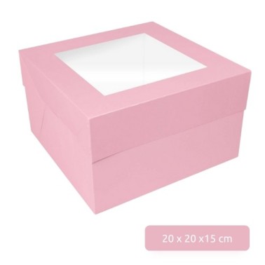Scatola per torta rosa 20x20x15 cm - Sugarmania in vendita su Sugarmania.it