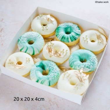 Scatola per donuts e biscotti 20 x 20 x 4 cm con finestra - Sugarmania in vendita su Sugarmania.it